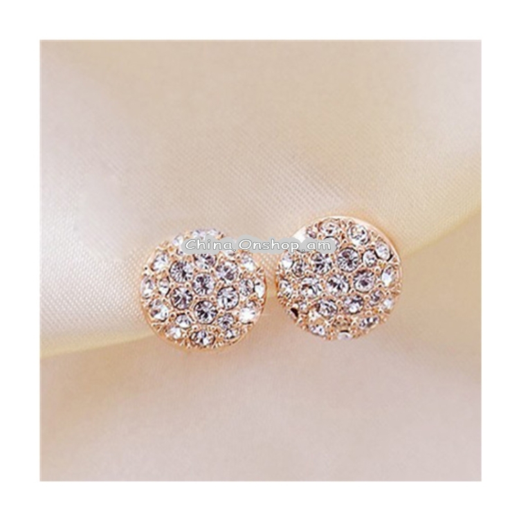 Refined Atmosphere Noble Elegance Full Diamond Round Earrings