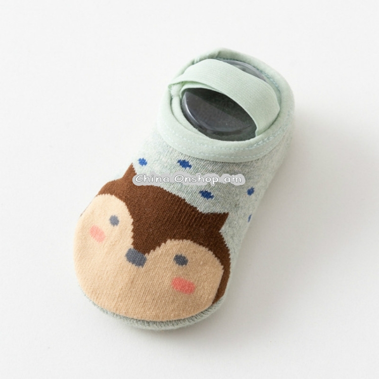 Baby Socks Newborn Cartoon Terry Cotton Children Autumn Winter Non-slip Socks, Size:M(Blue Fox)