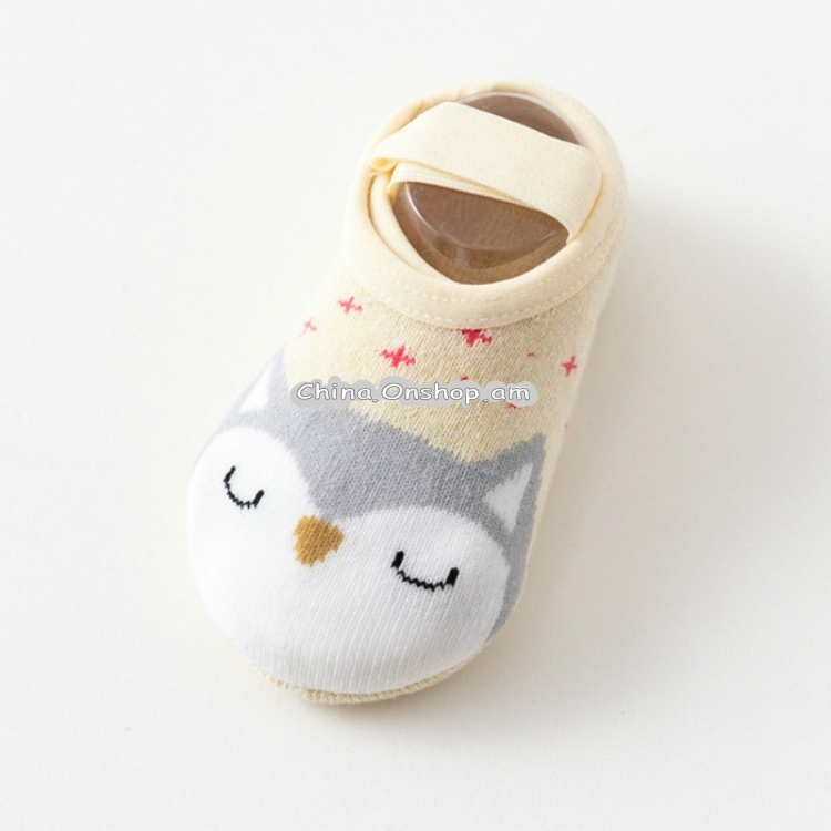 Baby Socks Newborn Cartoon Terry Cotton Children Autumn Winter Non-slip Socks, Size:M(Beige Owl)
