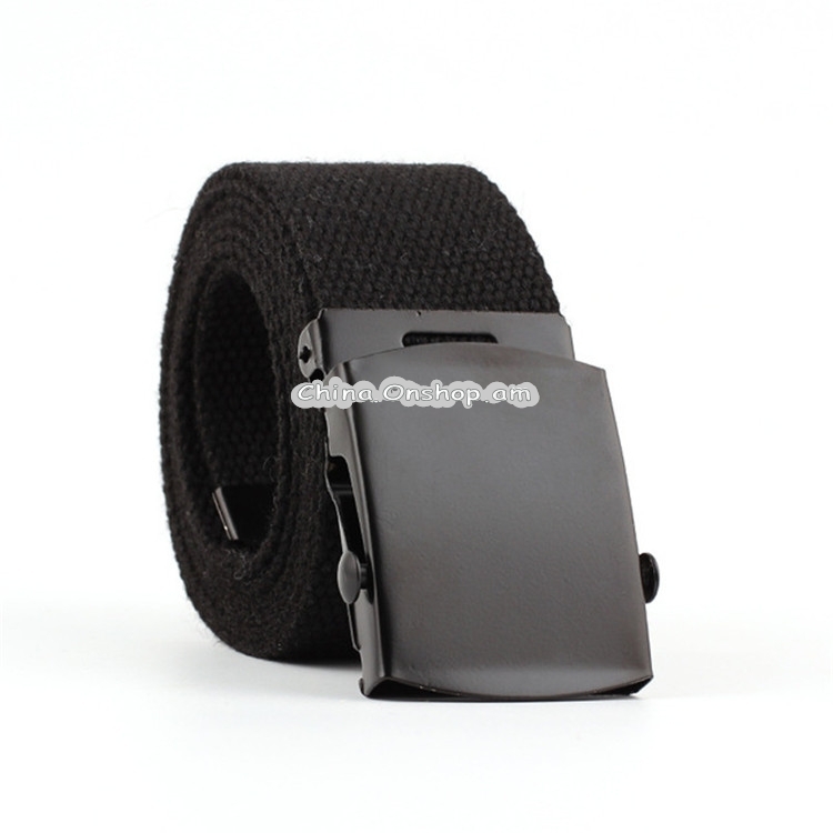 Unisex Smooth Buckle Canvas Woven Belt, Size:130 x 3.8cm