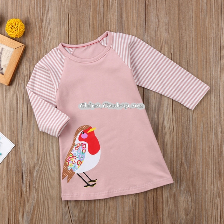 Skin-friendly Comfortable Princess Long Sleeve Dresses Girl Printed Dress
