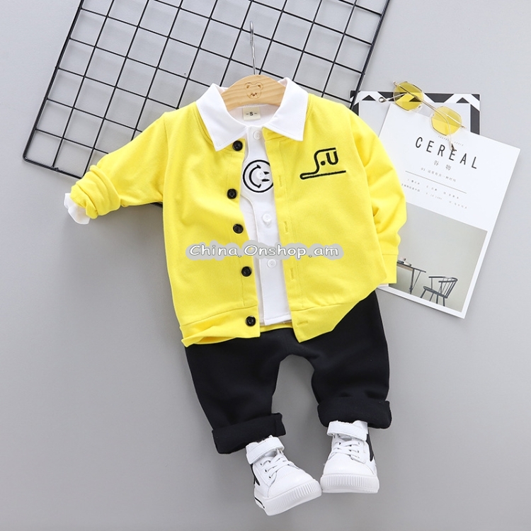 Boys Clothes Outfits Full Sleeve Coat + Shirt + Pants Kids Sets
