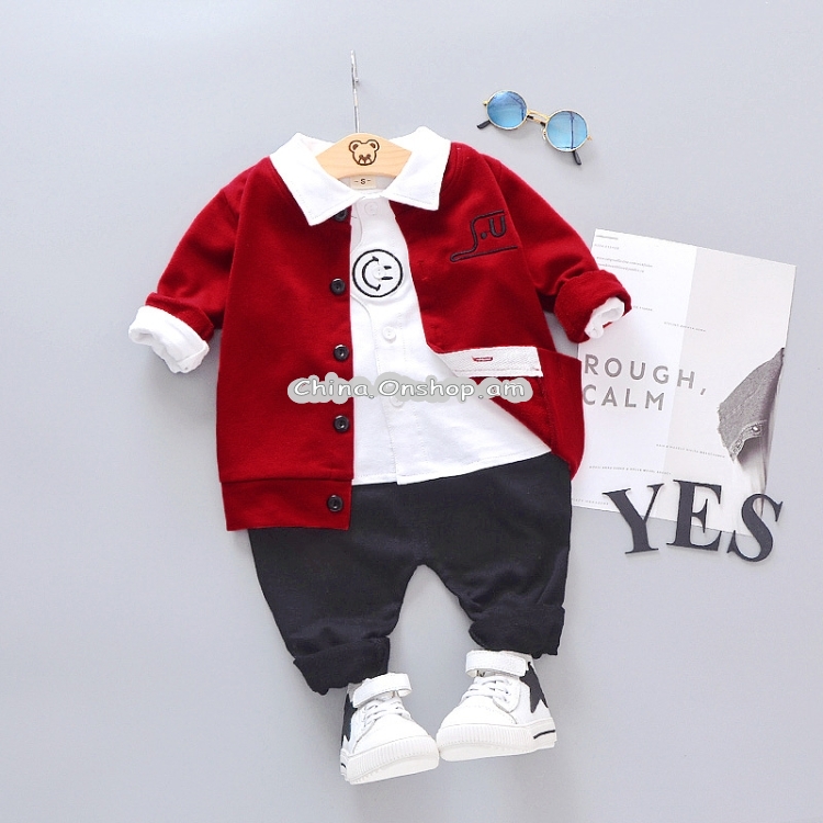 Boys Clothes Outfits Full Sleeve Coat + Shirt + Pants Kids Sets