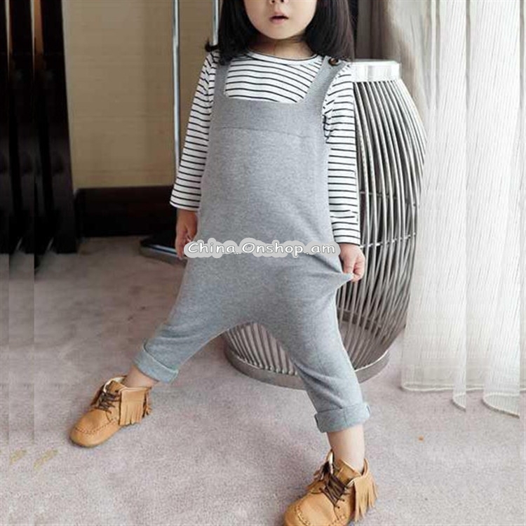 Children Cotton Wool Knit Bib Jumpsuits