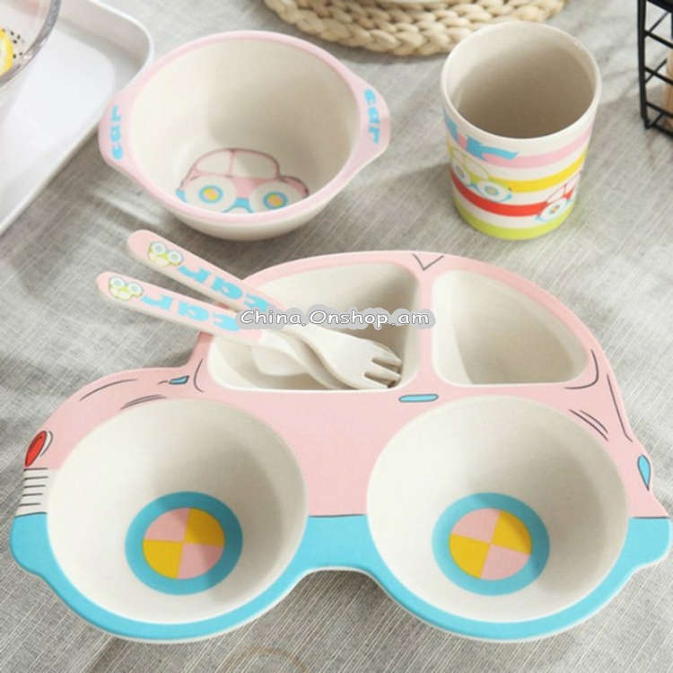 Bamboo Fiber Cartoon Dinner Plate For Children