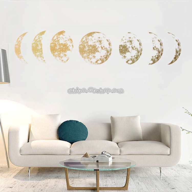 Inkjet Wall Stickers Moon Wallpaper Space Moon Wall Stickers Simple Crescent