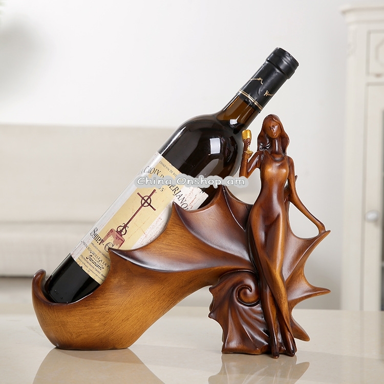 Blonde Shape Creative Red Wine Shelf Drain Rack Bottle Holder Ornament Resin Home Decoration