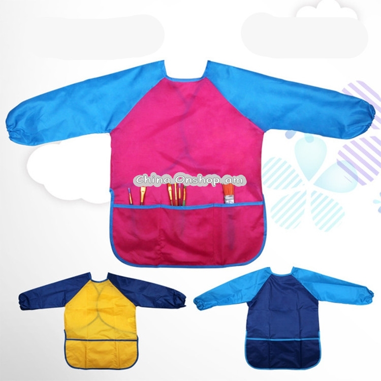 Long Sleeve Apron Drawing Painting Waterproof Smock Children Craft Art Waterproof Clothes, Size:S(Yellow)