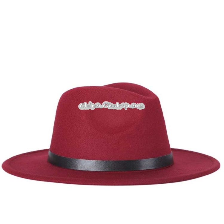 Men Fedoras Women Jazz Hat Black Woolen Blend Cap Outdoor Casual Hat