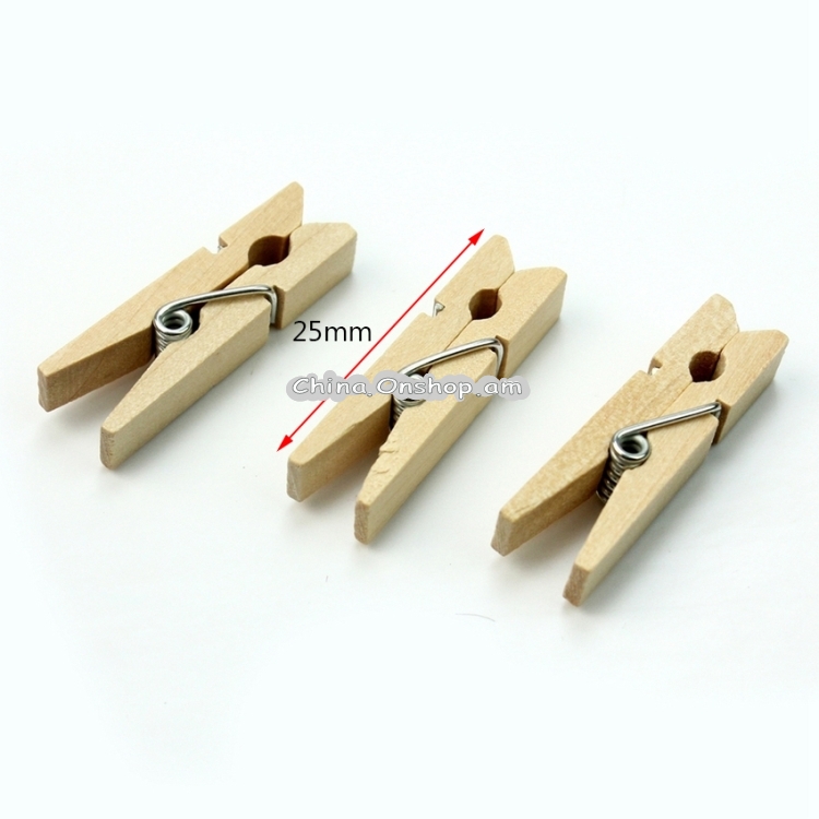100 PCS Mini Natural Wooden Clips Photo Clip Clothespin Craft Decoration Pegs