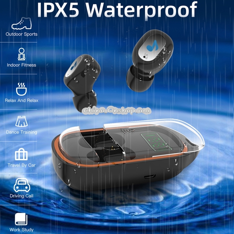 X21S TWS IPX5 Waterproof Bluetooth 5.0 Wireless Bluetooth Earphone with Slide-type Charging Box & LED Liquid Crystal Display, Support Binaural Calls