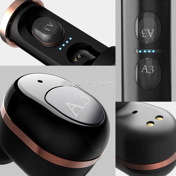 A3 TWS IPX5 Waterproof Bluetooth 5.0 Wireless Bluetooth Earphone with Charging Box, Support Call & IOS Display Power