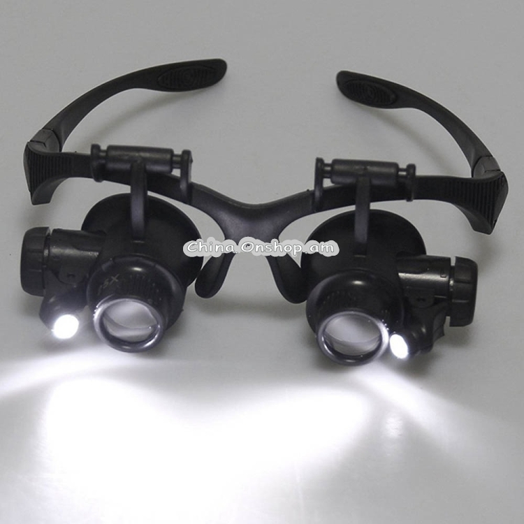 YWXLight Headband Eyewear Magnifier Loupe Jeweler Magnifying Glasses Tool Set with LED