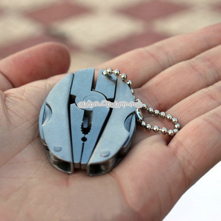 Portable Multifunction Folding Plier Stainless Steel Foldaway Knife Keychain Screwdriver