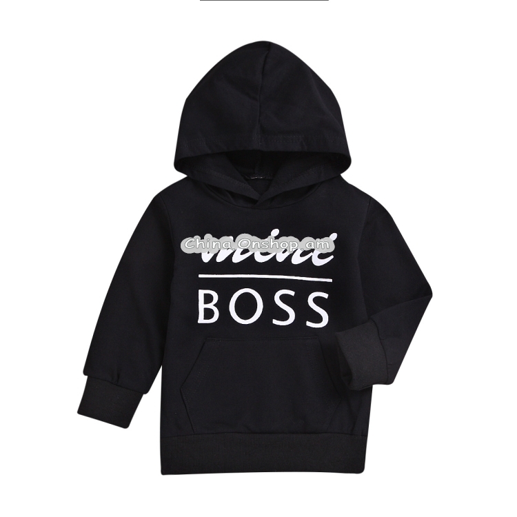 Children Letter Print Pattern Long Sleeve Hooded Sweater