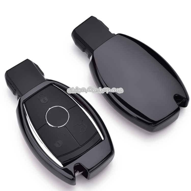 Electroplating TPU Single-shell Car Key Case with Key Ring for Mercedes-Benz C