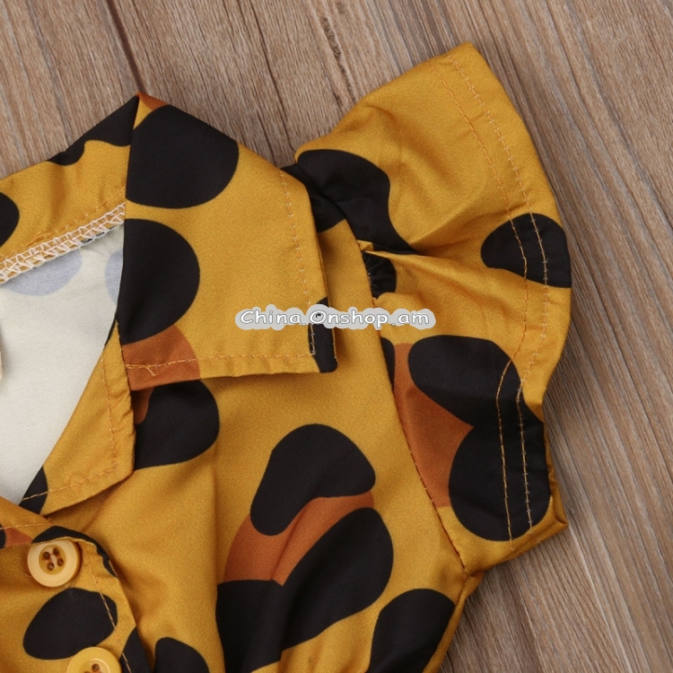 Summer Female Babies Stand-up Collar Short-sleeved Jumpsuit Romper