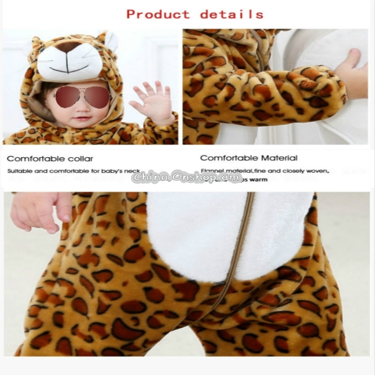 Babies Cartoon Animal Shape Flannel Jumpsuit Romper