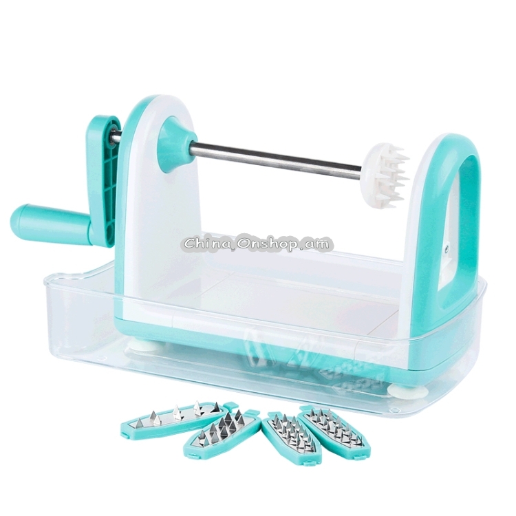 C317 Multifunctional Household Kitchen Spiral Vegetables Cutter Potato Grater (Blue)