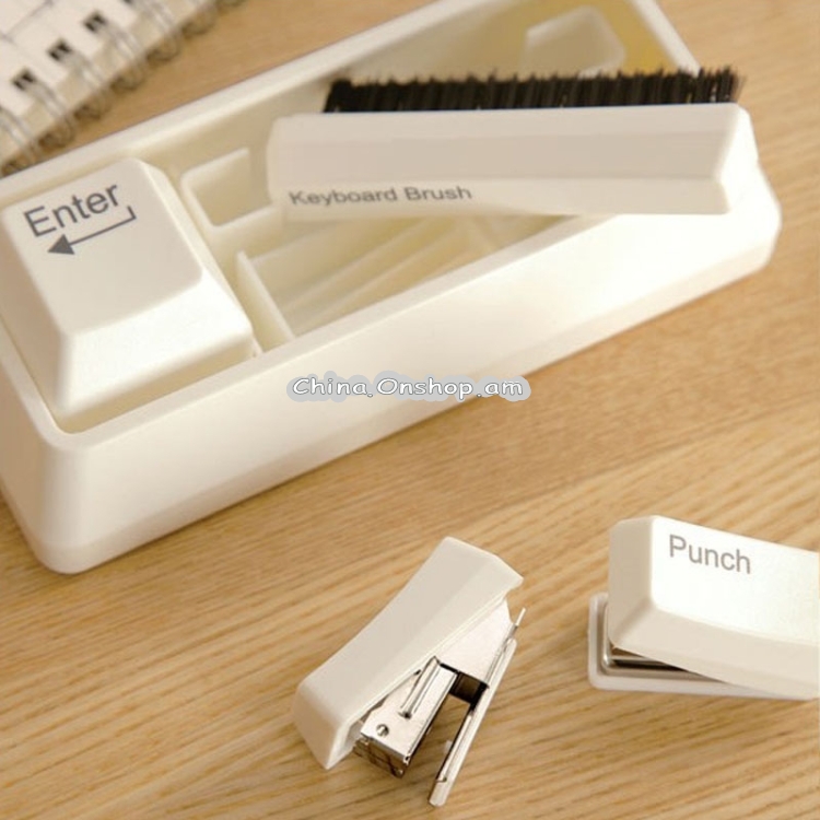 Multifunctional Keyboard Stationery Set Stapler Puncher