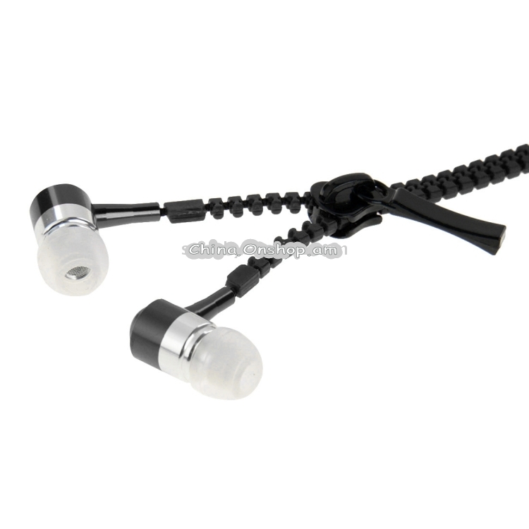 Stereo Bass Headset In Ear 3.5mm Jack Zipper Earphone with Mic, Length: 1.2m