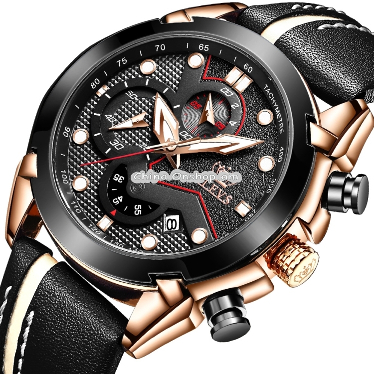 OLEVS 9903 Multi-function Men Timed Calendar Sport Quartz Watch, Style:Rose Gold Shell