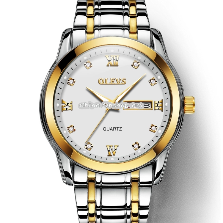 OLEVS 8691 Men Business Luminous Dual Calendar Design Waterproof Quartz Watch