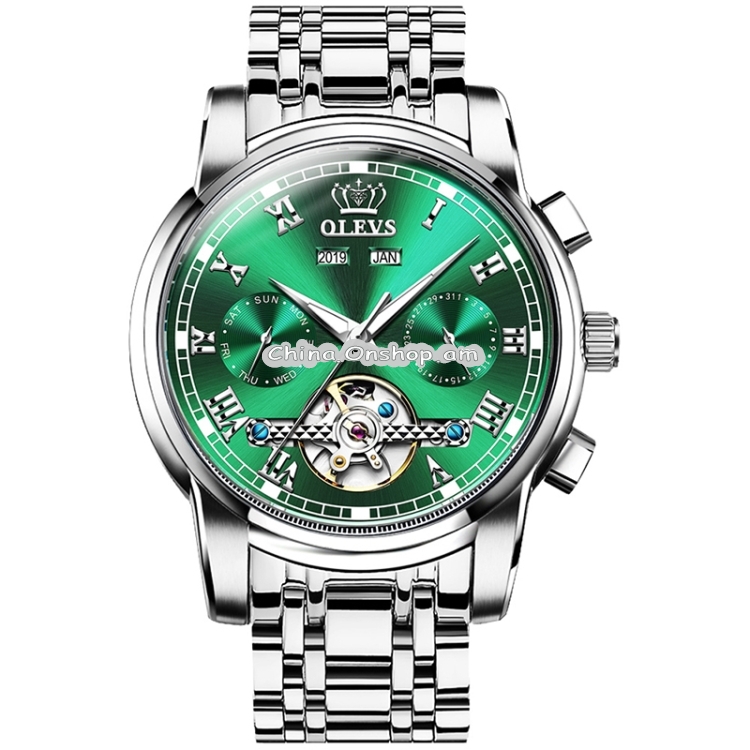 OLEVS 6607 Multi-function Men Big Flywheel Automatic Waterproof Mechanical Watch