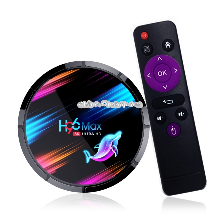 H96 Max 8K UHD Smart TV Box with Remote Controller, Android 9.0 Amlogic S905X3 64-bit Quad-Core ARM Cortex A55 CPU, 4GB+128GB, Support Dual Band WiFi / AV / HDMI / RJ45 / SPDIF / USB