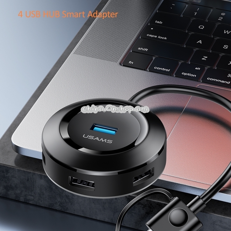 USAMS US-SJ414 Small Round Box USB 3.0 / 4 USB Intelligent HUB Adapter
