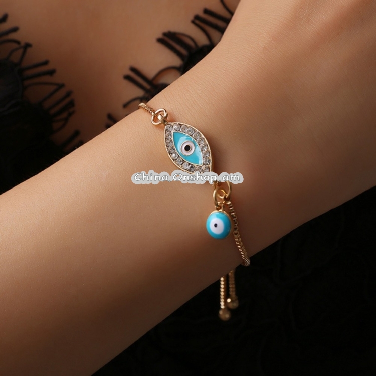 Women Handmade Blue Crystal Evil Eye Lucky Chains Bracelets