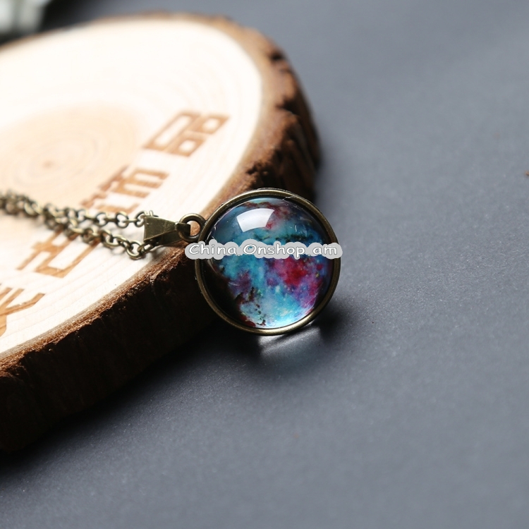 Double-sided Glass Globe Solar Cosmic Starry Necklace Galaxy Pendant