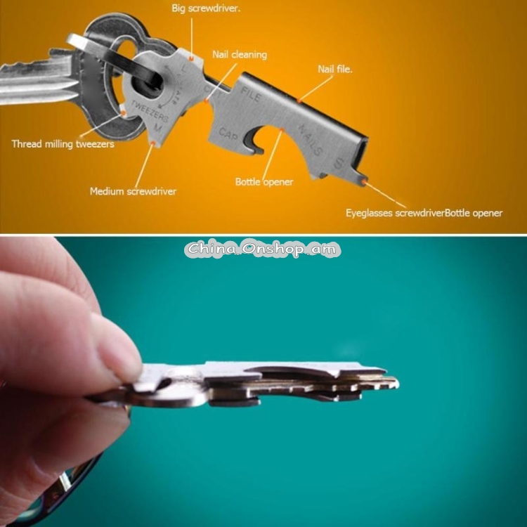 8 in 1 Multitools EDC Stainless Steel Keychain Outdoor Survival Gear Gadget