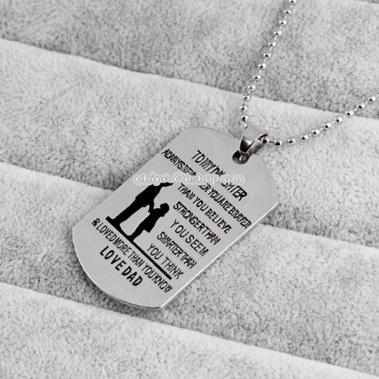 Stainless Steel Pendant Necklaces Engrave Name Love Daughter ID Tag Necklaces Customized Logo Jewelry(dad to daughter)