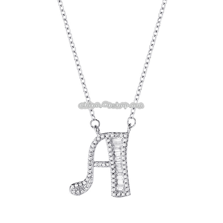 Women Fashion S925 Sterling Silver English Alphabet Pendant Necklace