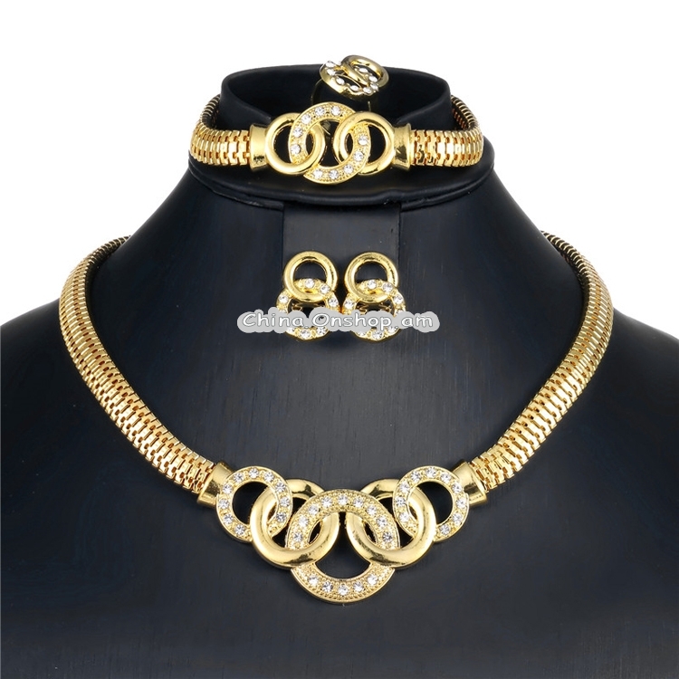 4 PCS / Set Women Round Wedding Jewelery Set Bridal Costume Jewelery