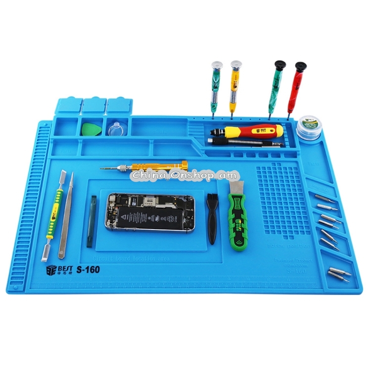 BEST-S-160 Heat-resistant BGA Soldering Station Silicone Heat Gun Insulation Pad Repair Tools Maintenance Platform Desk Mat