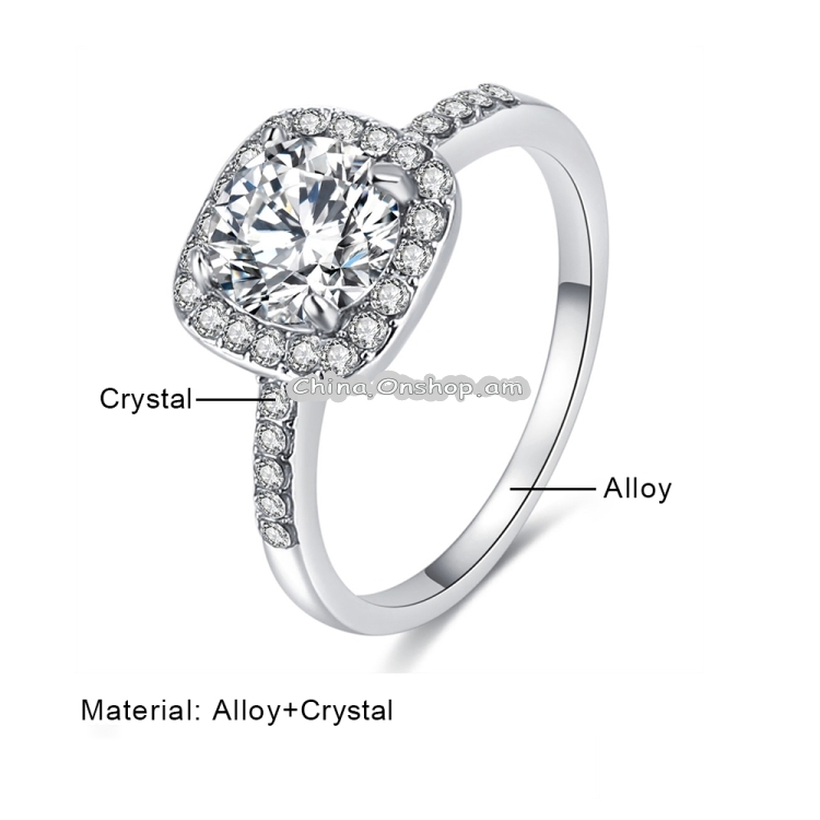 Big Cubic Zirconia Ring Fashion Wedding Jewelry Female Engagement Ring Female Crystal Silver Ring Party Gift