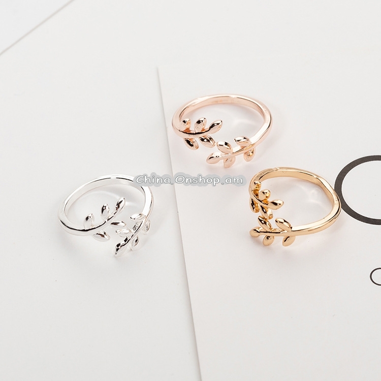 Charms Tolive Tree Branch Leaves Adjustable Open Ring for Women