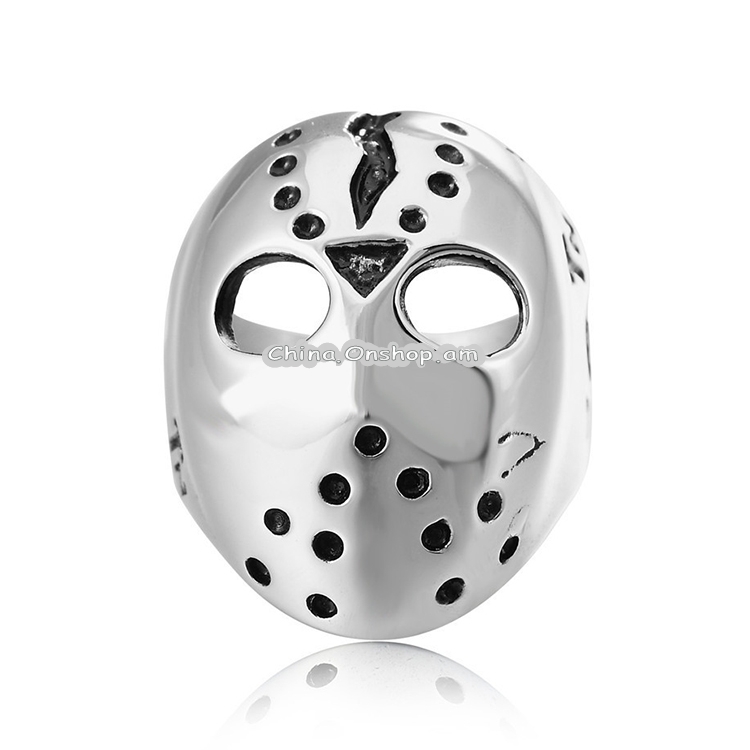 Europe and America Style Punk Gothic Rock Mask Skull Men Titanium Steel Ring