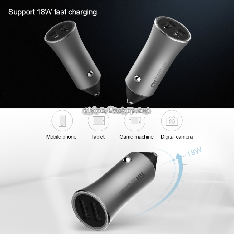 Original Xiaomi Portable Smart Quick Car Charger 18W Dual USB Edition Fast Charger with LED Light