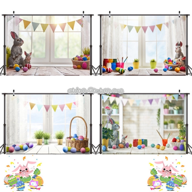2.1m x 1.5m Easter Bunny Children Birthday Party Cartoon Photography Background Cloth