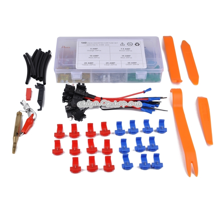 140 PCS Mix Assorted Car Motorcycle Truck Blade Fuse Set 5A 7.5A 10A 15A 20A 25A 30A with Huse Holder