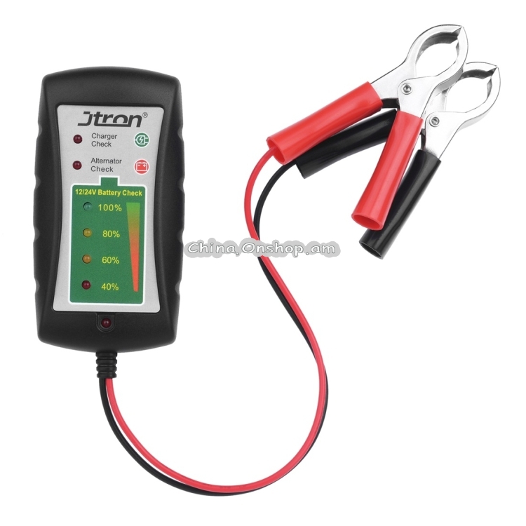 12 / 24V DC Car Battery Clip Tester LED Alternator Diagnostic Tester for Cars Motorcycles Trucks Battery Check