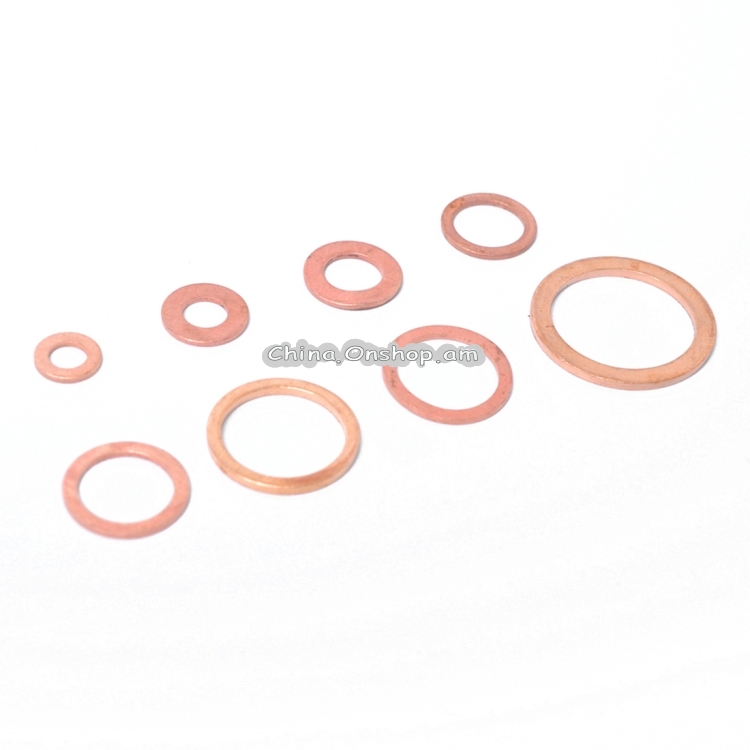 80 PCS O Shape Solid Copper Crush Washers Assorted Oil Seal Flat Ring Kit for Car / Boat / Generators