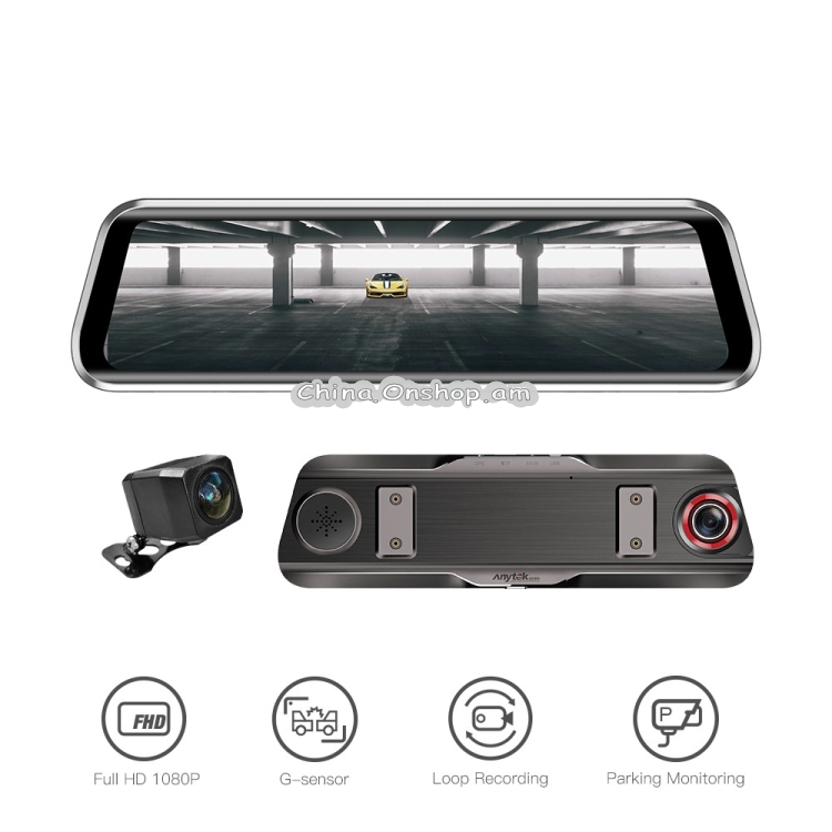 Anytek T900 Car DVRS Dash Cam Rear View Mirror Camera 1080P FHD Dual Lens ADAS Auto Registrar Video Recorder