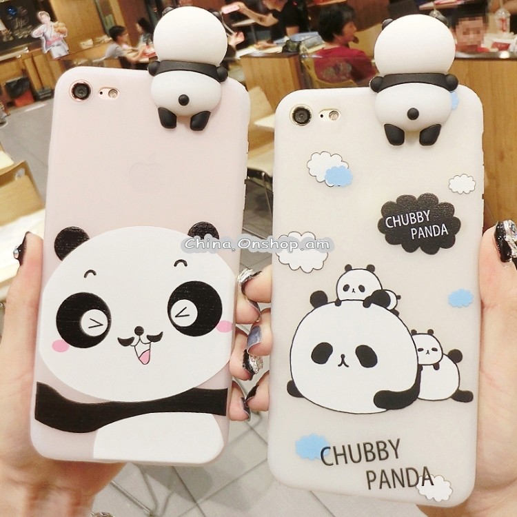 For iPhone 6 Plus & 6s Plus Beard Panda Pattern 3D Lovely Papa Panda Dropproof Protective Back Cover Case