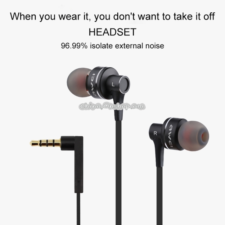 awei ES-10TY TPE In-ear Wire Control Earphone with Mic