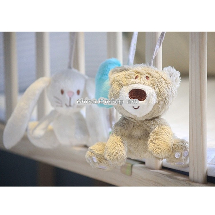Baby Crib Toys Soft Plush Rabbit Cot Stroller Hanging Rattle Soothe Baby Toy