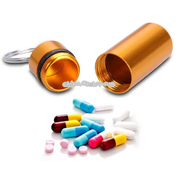 5 PCS Portable Sealed Waterproof Aluminum Alloy First Aid Pill Bottle with Keychain